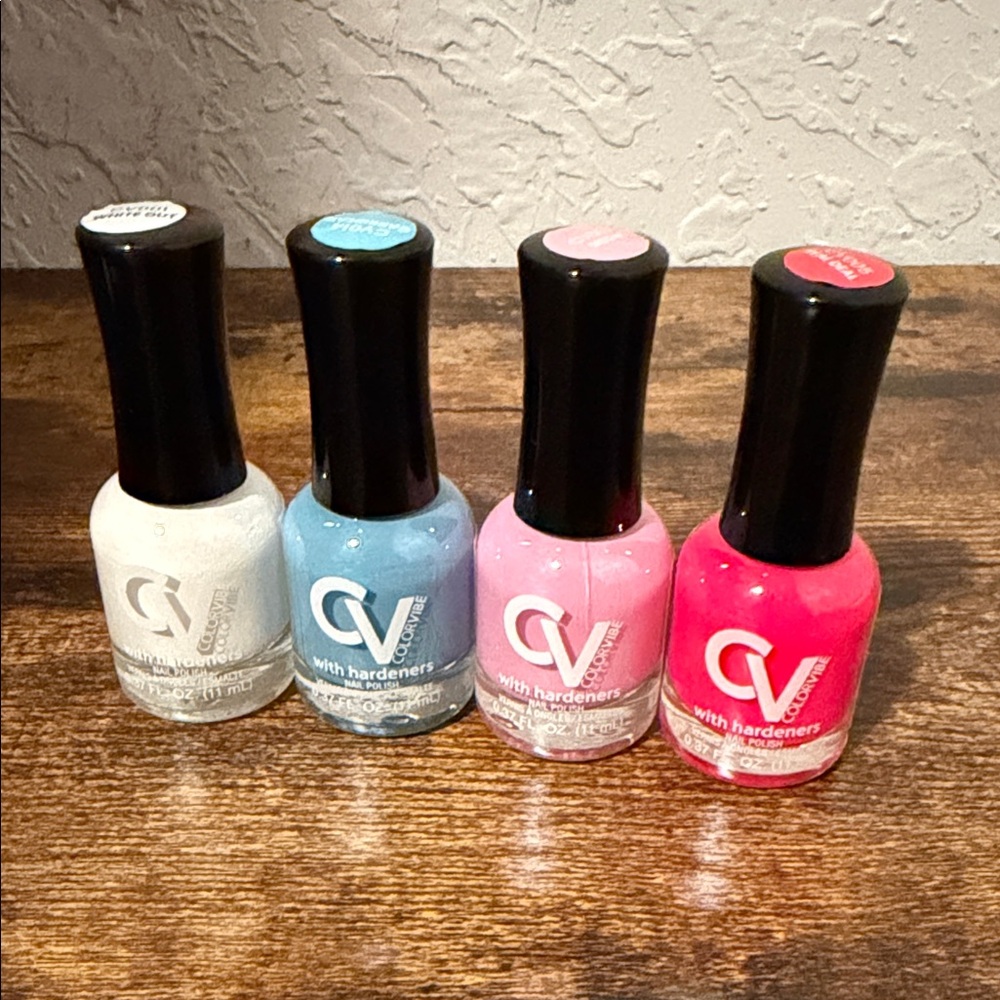 CV Nail Polish Set - White, Blue, Pink, and Hot Pink